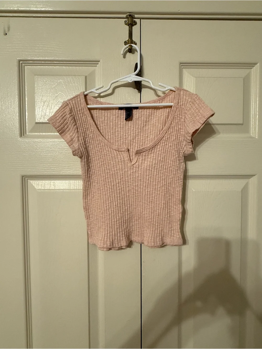 Forever 21 Blush Ribbed Scoop Crop Top